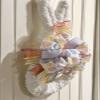 White Fluffy Yarn & Ribbon Bunny Wreath for Easter 19L view 4