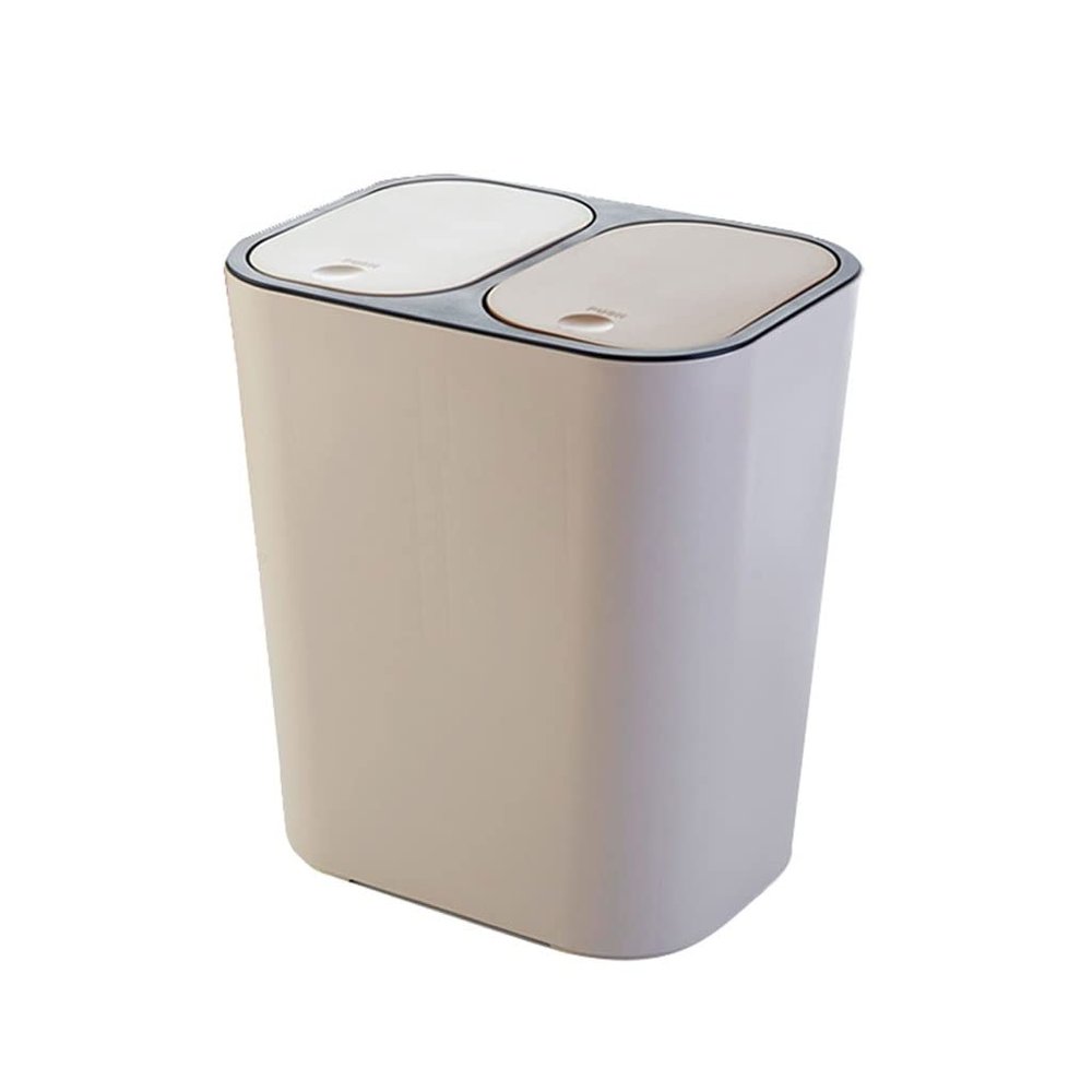 BONAD Kitchen Garbage Can Trash Can,Creative Kitchen Classification Large Trash Can Living Room Household Rectangular Trash Can Off White 10L Wastebasket
