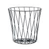 HIHELO Trash Bin Trash Can Nordic Iron Art Dustbin Clean Trash Bin Shelf European Bathroom Clothes Paper Basket Waste Paper Bucket Pink Black Kitchen Trash Can (Color : Black) view 1
