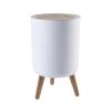 HIHELO Trash Bin Trash Can Press The Lid Trash Can Small Tall Trash Can Bathroom Bedroom Study Office Cute Round Paper Basket with Lid White Large Kitchen Trash Can view 1
