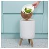 HIHELO Trash Bin Trash Can Press The Lid Trash Can Small Tall Trash Can Bathroom Bedroom Study Office Cute Round Paper Basket with Lid White Large Kitchen Trash Can view 4