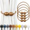 Porlau Strong Magnetic Curtain Tiebacks Khaki 4 Pack Decorative Tie Backs Outdoor Curtain Rope Tiebacks Elegant Curtain Holdbacks for Drapes view 1