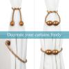 Porlau Strong Magnetic Curtain Tiebacks Khaki 4 Pack Decorative Tie Backs Outdoor Curtain Rope Tiebacks Elegant Curtain Holdbacks for Drapes view 3
