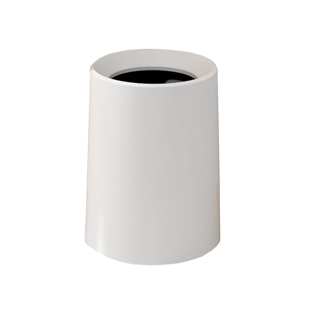HIHELO Trash Bin Trash Can,Nordic Style Trash Can Double Layer Round Shape Paper Basket for Bathroom Kitchen Living Room Bedroom White Black Trash Can Bin 10L Kitchen Trash Can (Color : Black 10)
