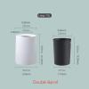 HIHELO Trash Bin Trash Can,Nordic Style Trash Can Double Layer Round Shape Paper Basket for Bathroom Kitchen Living Room Bedroom White Black Trash Can Bin 10L Kitchen Trash Can (Color : Black 10) view 2