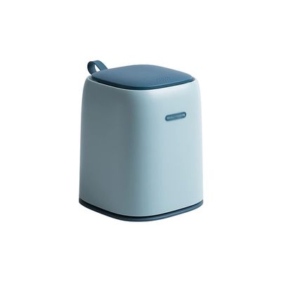 HIHELO Trash Bin Mini Desktop Trash Can Countertop Wastbasket Trash Cans with Lid Small Waste Basket Garbage Bin for Table Desk Office Bedroom Bathroom Kitchen Kitchen Trash Can (Color : Light Blue)