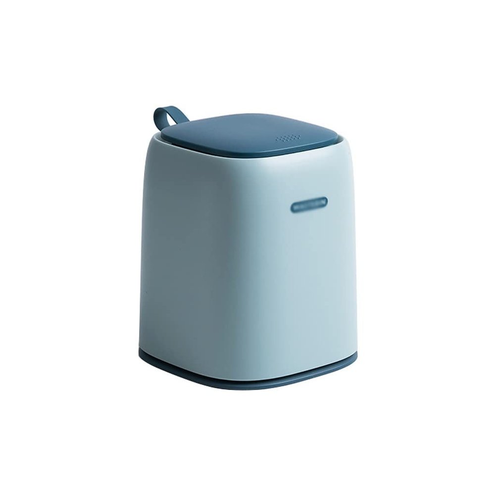 HIHELO Trash Bin Mini Desktop Trash Can Countertop Wastbasket Trash Cans with Lid Small Waste Basket Garbage Bin for Table Desk Office Bedroom Bathroom Kitchen Kitchen Trash Can (Color : Light Blue)
