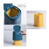 HIHELO Trash Bin Mini Desktop Trash Can Countertop Wastbasket Trash Cans with Lid Small Waste Basket Garbage Bin for Table Desk Office Bedroom Bathroom Kitchen Kitchen Trash Can (Color : Light Blue) view 2