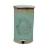 BONAD Kitchen Garbage Can Round Retro Trash Can Outdoor Garden Pedal Trash Can with Embossed Antique Trash Can, Diameter 10.6"*17.7", White/Green Wastebasket (Color : White) view 1