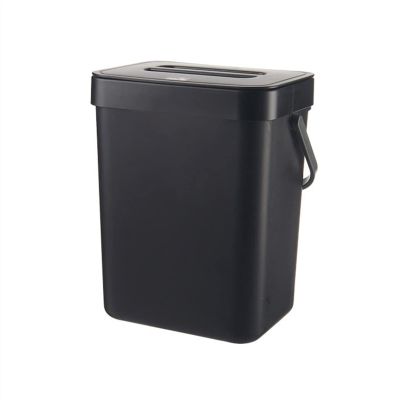 HIHELO Trash Bin Compost Bin for Kitchen Counter Hanging Small Trash Can with Lid Under Sink Kitchen Home Rubbish Bin Kitchen Cabinet Door Recycle Bin Kitchen Trash Can (Size : 5L, Color : Black)