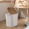 HIHELO Trash Bin Trash Can, Creative Trash Can Household Indoor Trash Can Flip Trash Can Kitchen Bathroom Storage Trash Can Wooden Lid Sky Blue, White Kitchen Trash Can (Color : Sky Blue) view 4