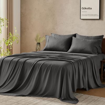 GOKOTTA King Bamboo Rayon Sheets 6 Pieces, Soft Cooling Sheets Stay Put