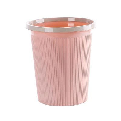 HIHELO Trash Bin Trash Can,Waste Bins with Clamping Ring Kitchen Bedroom Lidless Plastic Paper Basket Kitchen Rubbish Round Paper Garbage Can Pink Green Blue Kitchen Trash Can (Color : L Pink)