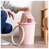 HIHELO Trash Bin Trash Can,Waste Bins with Clamping Ring Kitchen Bedroom Lidless Plastic Paper Basket Kitchen Rubbish Round Paper Garbage Can Pink Green Blue Kitchen Trash Can (Color : L Pink) view 3