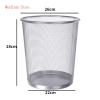 HIHELO Trash Bin Trash Can,Metal Mesh Round Trash Can Without Lid Rubbish,for Kitchen Bedroom Office Paper Basket Organizer Simple Waste Bins Black Silver Kitchen Trash Can (Color : Black-Medium) view 2