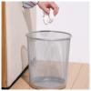 HIHELO Trash Bin Trash Can,Metal Mesh Round Trash Can Without Lid Rubbish,for Kitchen Bedroom Office Paper Basket Organizer Simple Waste Bins Black Silver Kitchen Trash Can (Color : Black-Medium) view 4
