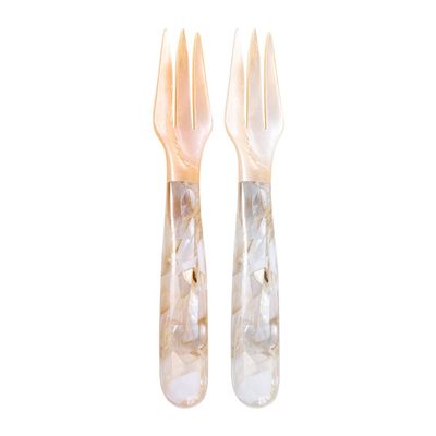1pcs Caviar Spoons Shell Spoon,Resin Spoon Fork Ice Cream Dessert Spoon Shell Spoon Stirring Spoons for Kitchen Tool(A Fork)