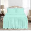 4 Piece Lightweight Super Soft Ruffle Sheet Set, 100% Egyptian Cotton 20" Inch Long Ruffle On Corner of The Flat Sheet, 8 Inch Deep Pocket - Full Size, Aqua Blue view 2