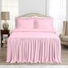 4 Piece Lightweight Super Soft Ruffle Sheet Set, 100% Egyptian Cotton 20" Inch Long Ruffle On Corner of The Flat Sheet, 12 Inch Deep Pocket - King Size, Light Pink view 2