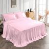 4 Piece Lightweight Super Soft Ruffle Sheet Set, 100% Egyptian Cotton 20" Inch Long Ruffle On Corner of The Flat Sheet, 12 Inch Deep Pocket - King Size, Light Pink view 3