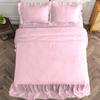4 Piece Lightweight Super Soft Ruffle Sheet Set, 100% Egyptian Cotton 20" Inch Long Ruffle On Corner of The Flat Sheet, 12 Inch Deep Pocket - King Size, Light Pink view 4