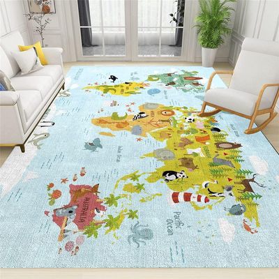 Cartoon Animal World Map Area Rug,3x5ft, 3D Animal Area Rug, Non-Slip Children's Game Carpet Carpet Comfortable and Durable Easy to Clean Suitable for Living Room Kids Bedroom Playroom Nursery