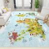 Cartoon Animal World Map Area Rug,3x5ft, 3D Animal Area Rug, Non-Slip Children's Game Carpet Carpet Comfortable and Durable Easy to Clean Suitable for Living Room Kids Bedroom Playroom Nursery view 1