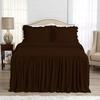4 Piece Lightweight Super Soft Ruffle Sheet Set, 100% Egyptian Cotton 20" Inch Long Ruffle On Corner of The Flat Sheet, 8 Inch Deep Pocket - Twin Size, Chocolate view 2