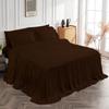 4 Piece Lightweight Super Soft Ruffle Sheet Set, 100% Egyptian Cotton 20" Inch Long Ruffle On Corner of The Flat Sheet, 8 Inch Deep Pocket - Twin Size, Chocolate view 3
