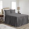 4 PC Long Ruffle Sheet Set, 100% Egyptian Cotton 20" Inch Long Ruffle On Corner of The Flat Sheet, 28 Inch Deep Pocket, King Size, Solid Dark Grey view 1