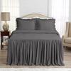 4 PC Long Ruffle Sheet Set, 100% Egyptian Cotton 20" Inch Long Ruffle On Corner of The Flat Sheet, 28 Inch Deep Pocket, King Size, Solid Dark Grey view 2