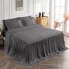 4 PC Long Ruffle Sheet Set, 100% Egyptian Cotton 20" Inch Long Ruffle On Corner of The Flat Sheet, 28 Inch Deep Pocket, King Size, Solid Dark Grey view 3