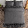 4 PC Long Ruffle Sheet Set, 100% Egyptian Cotton 20" Inch Long Ruffle On Corner of The Flat Sheet, 28 Inch Deep Pocket, King Size, Solid Dark Grey view 4