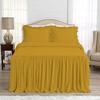 4 Piece Lightweight Super Soft Ruffle Sheet Set, 100% Egyptian Cotton 20" Inch Long Ruffle On Corner of The Flat Sheet, 8 Inch Deep Pocket - Twin Size, Gold view 2