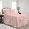 4 PC Long Ruffle Sheet Set, 100% Egyptian Cotton 20" Inch Long Ruffle On Corner of The Flat Sheet, 28 Inch Deep Pocket, King Size, Solid Blush view 1