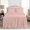 4 PC Long Ruffle Sheet Set, 100% Egyptian Cotton 20" Inch Long Ruffle On Corner of The Flat Sheet, 28 Inch Deep Pocket, King Size, Solid Blush view 2