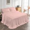 4 PC Long Ruffle Sheet Set, 100% Egyptian Cotton 20" Inch Long Ruffle On Corner of The Flat Sheet, 28 Inch Deep Pocket, King Size, Solid Blush view 3
