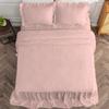 4 PC Long Ruffle Sheet Set, 100% Egyptian Cotton 20" Inch Long Ruffle On Corner of The Flat Sheet, 28 Inch Deep Pocket, King Size, Solid Blush view 4