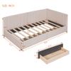 Anwick Upholstered Daybed with 2 Storage Drawers, Twin Size Daybed with Wood Slats, Linen Fabric Twin Size Sofa Bed Frame for Living Room Bedroom, No Box Spring Needed (Beige) view 2