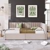Anwick Upholstered Daybed with 2 Storage Drawers, Twin Size Daybed with Wood Slats, Linen Fabric Twin Size Sofa Bed Frame for Living Room Bedroom, No Box Spring Needed (Beige) view 3