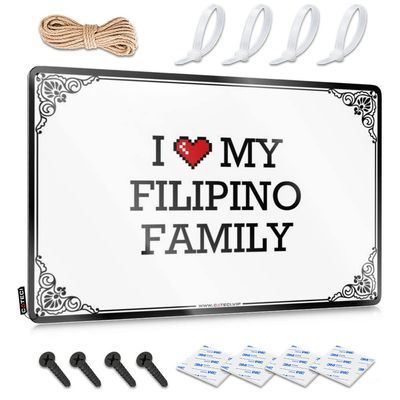 Abipuir Old Signs Metal Vintage I Love My Filipino Family Tin Sign Camper Decor Teen Room Decor (Color : Colour, Size : 30X40CM)