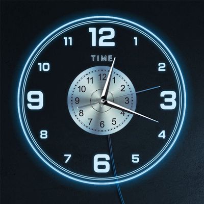 Timethink 12'' Glow in The Dark Wall Clock with 7 Luminous Modes, Minimalist LED Night Light Luminous Wall Clock, Easy to Read Silent Non Ticking Simple Decorative Clock for Living Room Bedroom