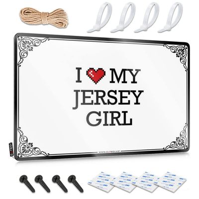Abipuir Funny Decor for Bar I Love My Jersey Girl Tin Sign Funny Hunting Gifts Restroom Decor (Color : Colour, Size : 20X30CM)