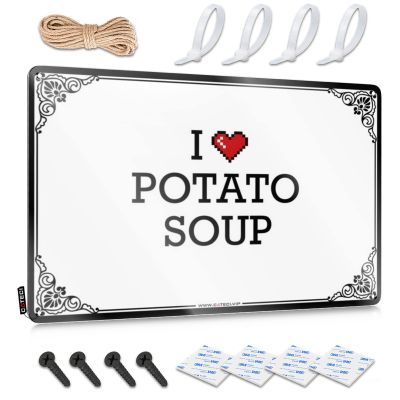 Abipuir Funny Signs Metal I Love Potato Soup Tin Sign Metal Decor for Home Bar Tin Sign for Man Cave (Color : Colour, Size : 20X30CM)
