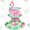 3 Tier Pink Flamingo Cupcake Stand Hawaiian Theme Cupcake Holder Luau Aloha Cake Holder Decorations Tropical Cupcake Dessert for Summer Pool Beach Birthday Party Supplies view 1