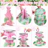 3 Tier Pink Flamingo Cupcake Stand Hawaiian Theme Cupcake Holder Luau Aloha Cake Holder Decorations Tropical Cupcake Dessert for Summer Pool Beach Birthday Party Supplies view 4