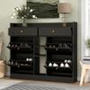 Multifunctional Shoe Cabinet with 4 Flip Drawers,Free Standing Shoe Rack with 2 Drawers and Adjustable Shelf,for Entryway Hallway Foyer Mudroom (Black@z) view 1