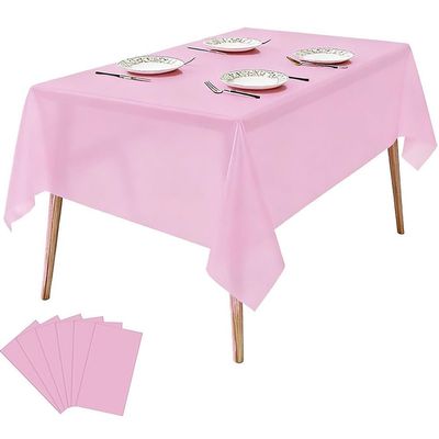 6 Pack Plastic Tablecloths Disposable Plastic Table Covers Table Cloths BBQ Picnic Birthday Wedding Parties Waterproof Oil-Proof Tablecloth Light Weight Light Pink TableCover 54 x 108 in