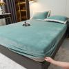 FCLDESHOP Deep Fitted Sheet,Thicken Keep Warm Flannel Bedding Sheets, Solid Color Non-Slip Deep Pocket Mattress Protector Bed Cover,Blue,150 * 200cm view 1