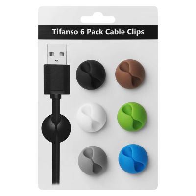 tifanso 6PCS Colorful Adhesive Cable Clips for Home Office Wire Management